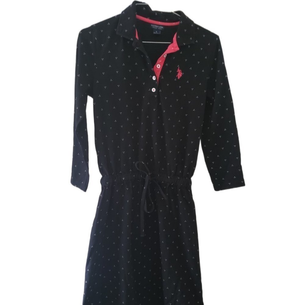 U.S. Polo Assn. Black Midi Dress with Pink Accents